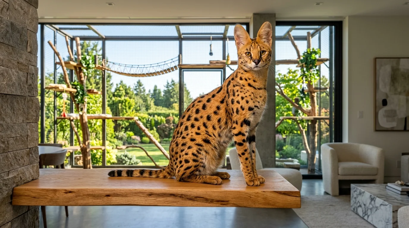 Cómo Adaptar tu Casa para un Gato Savannah: Guía de Espacio, Catificación Vertical, Catios y Seguridad por Generación