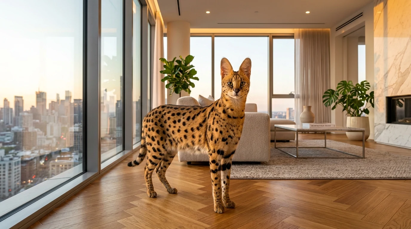 Gato Savannah en Departamento o Piso: ¿Es Posible? Requisitos de Espacio, Catificación Vertical, Seguridad en Balcones y Generaciones Aptas